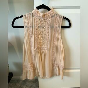 Peachy/nude lace blouse from Joie